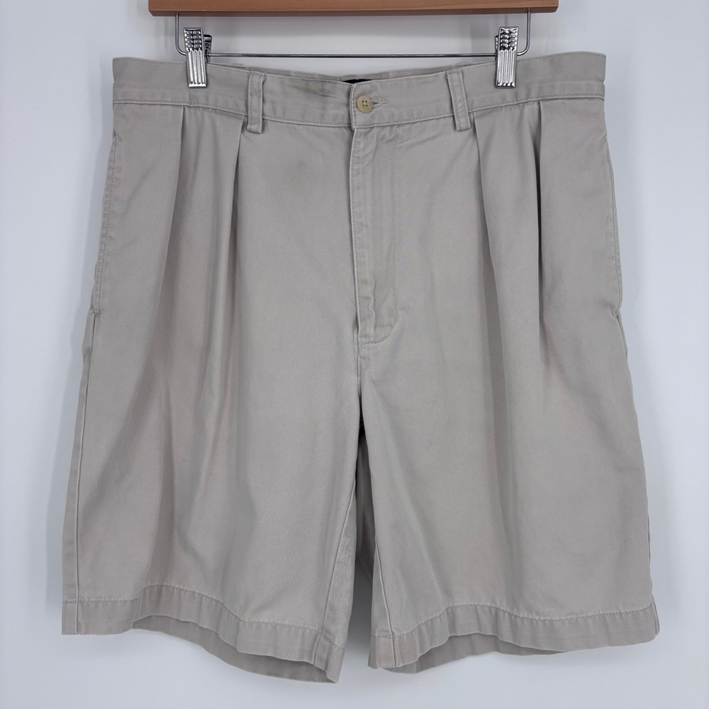VTG Polo Ralph Lauren Pleated‎ Tyler Shorts Mens 34 (Tag 35) Khaki Chino *FLAW